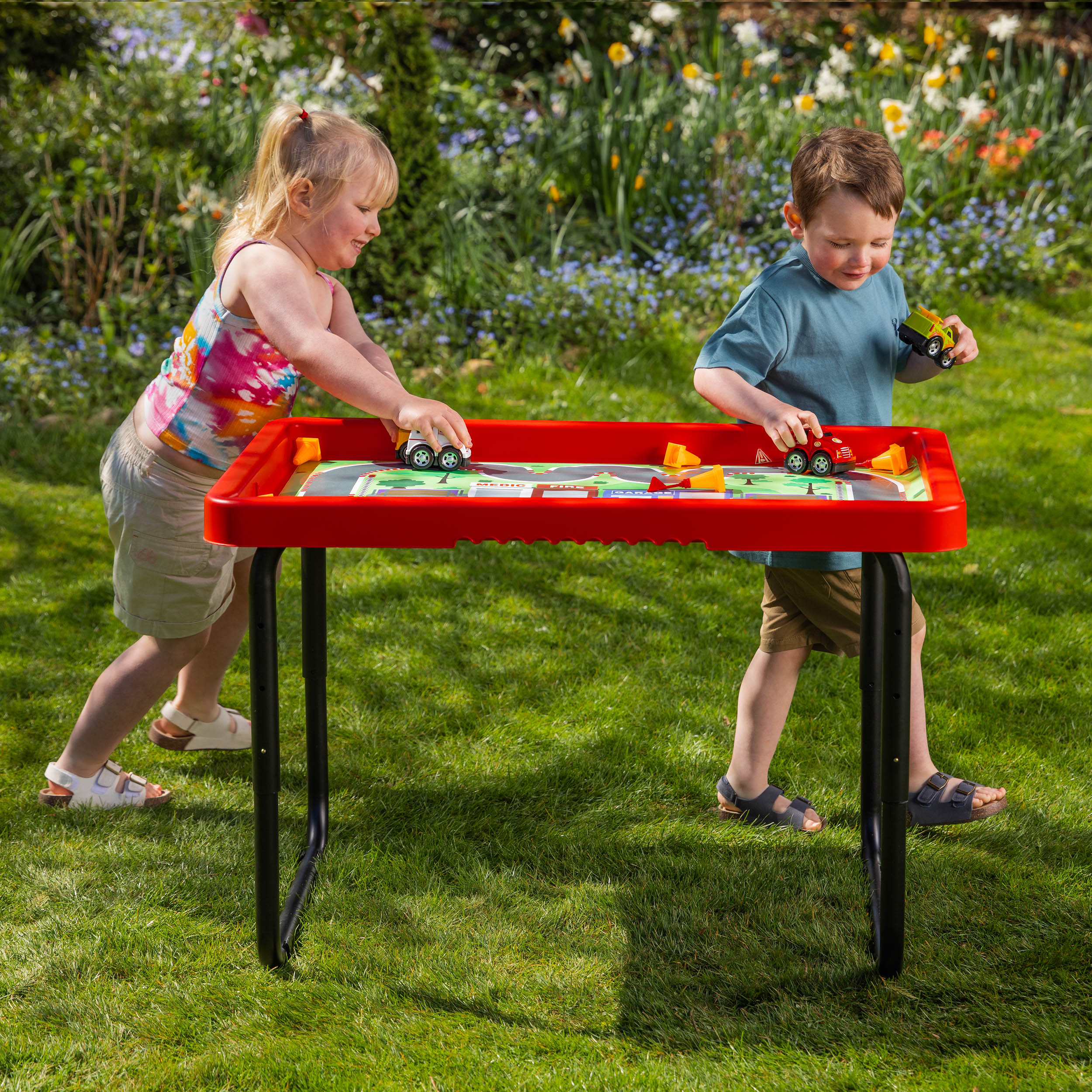 Toyrific - Playhouse PlayTray (95cm) Set - Speeltafel rood + Verstelbaar onderstel
