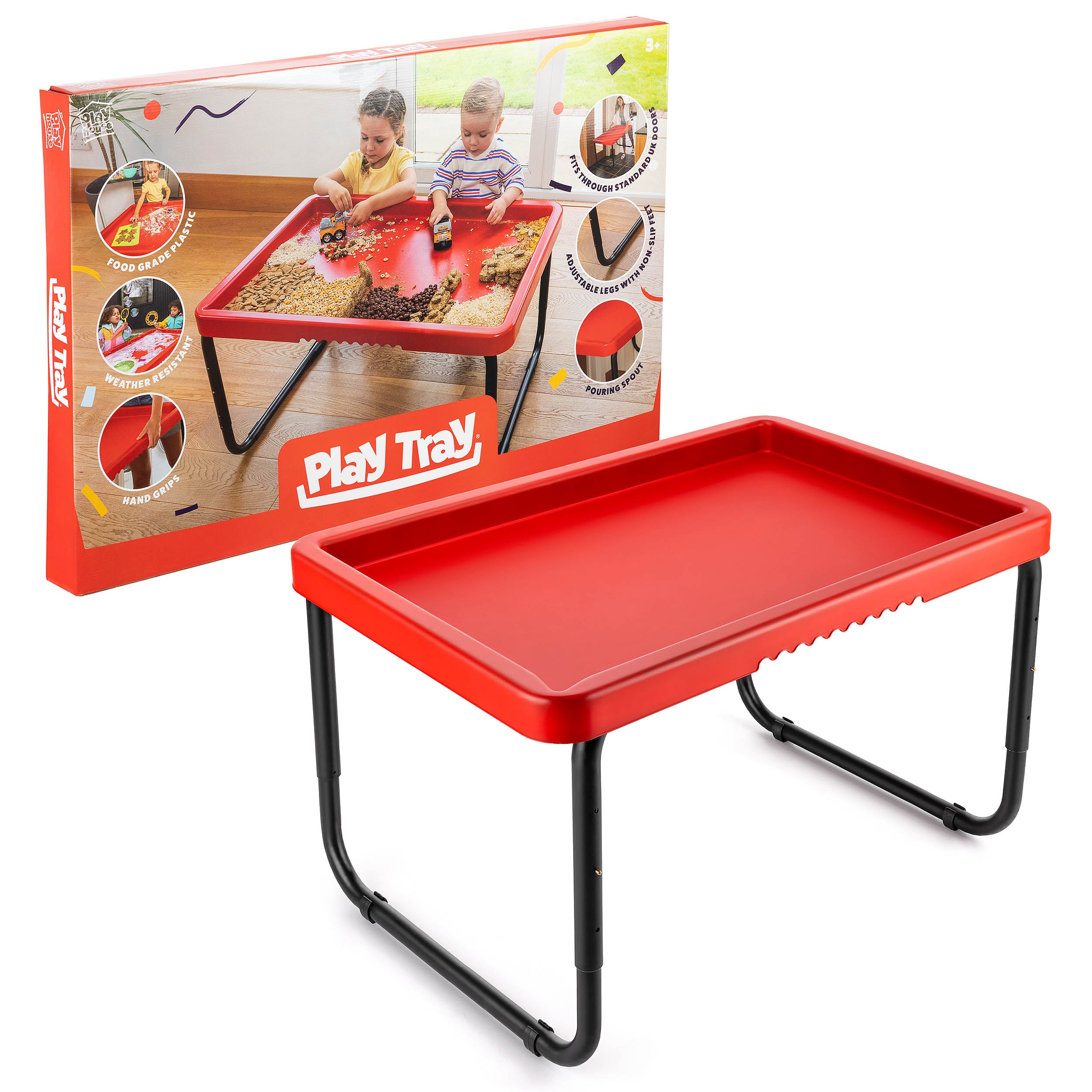 Toyrific - Playhouse PlayTray (95cm) Set - Speeltafel rood + Verstelbaar onderstel