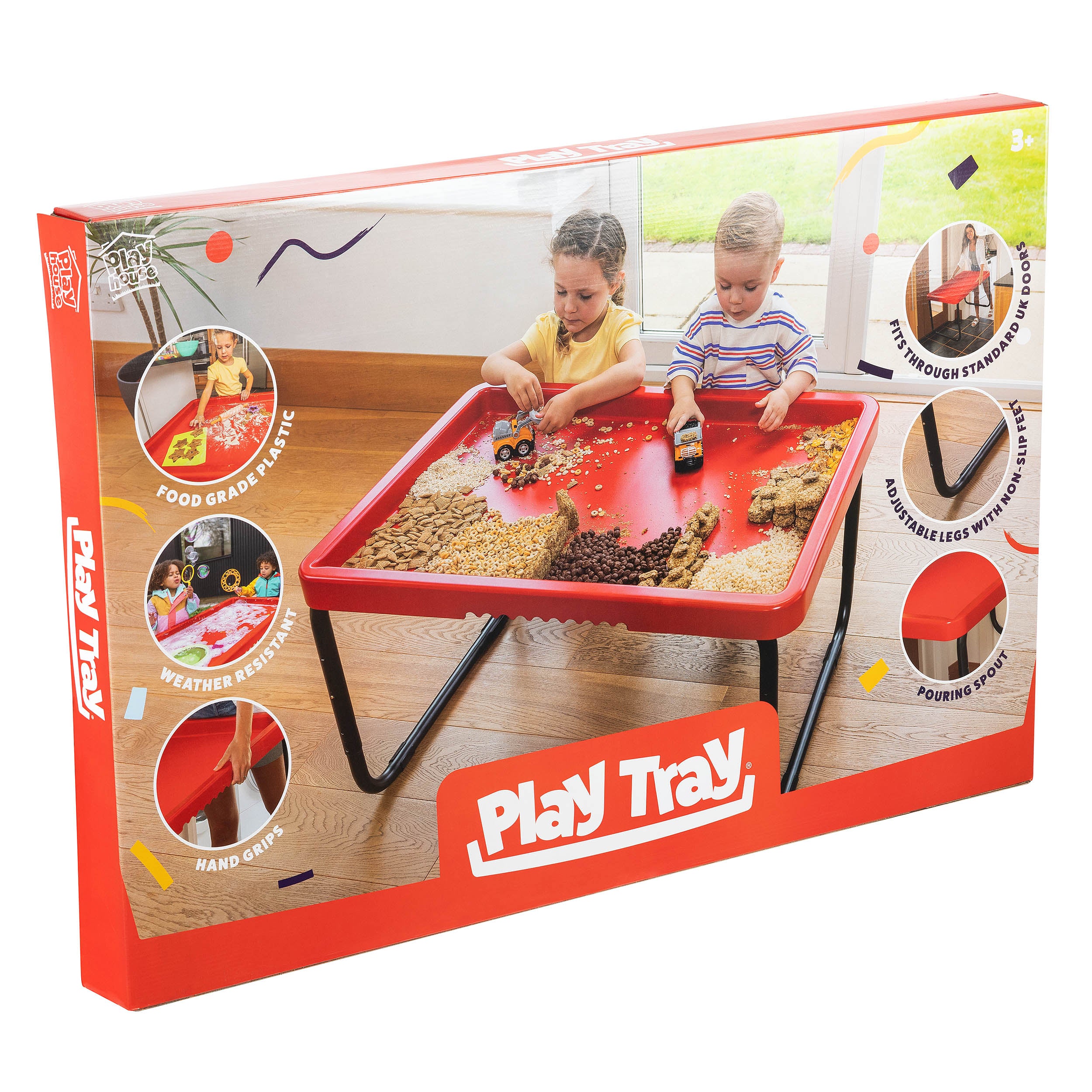Toyrific - Playhouse PlayTray (95cm) Set - Speeltafel rood + Verstelbaar onderstel