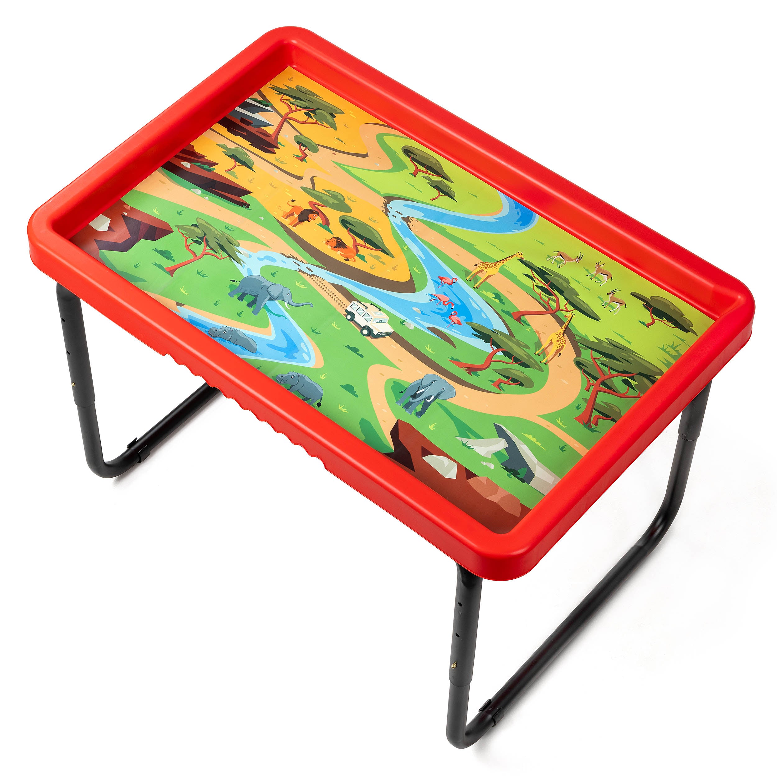 Toyrific - SET PlayTray (95cm) rood + onderstel + speelmat Farm & Safari