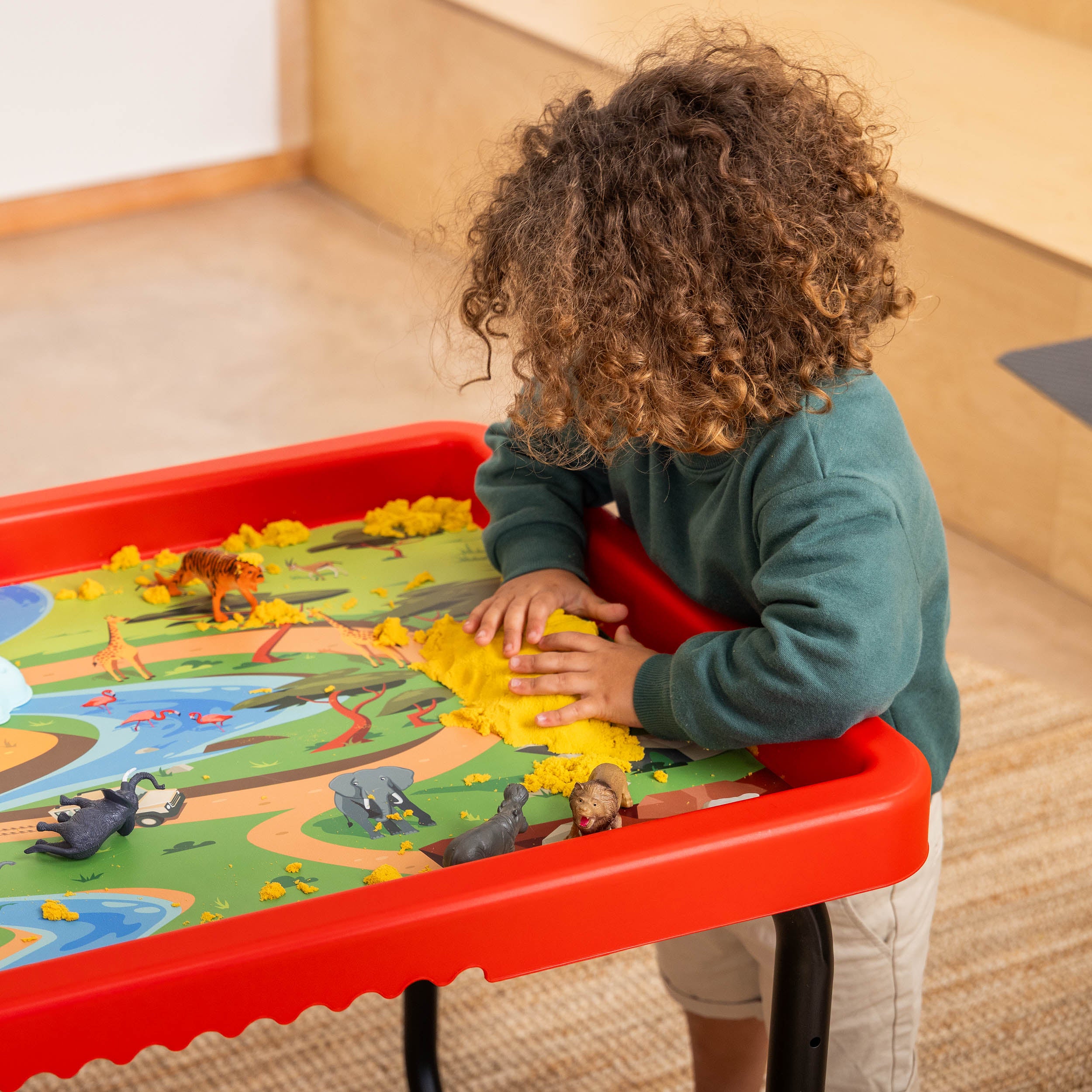 Toyrific - SET PlayTray (95cm) rood + onderstel + speelmat Farm & Safari