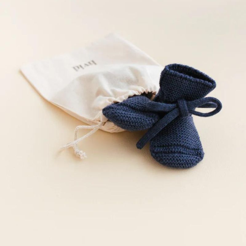 Hvid - Slofjes - 100% merinowol - Blue