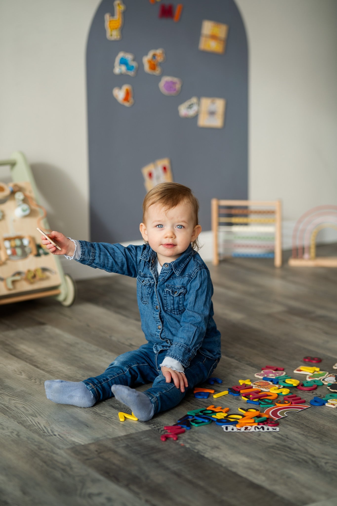 Tix&Mix - Magnetische Muursticker Grijze Olifant + 2 Krijtjes