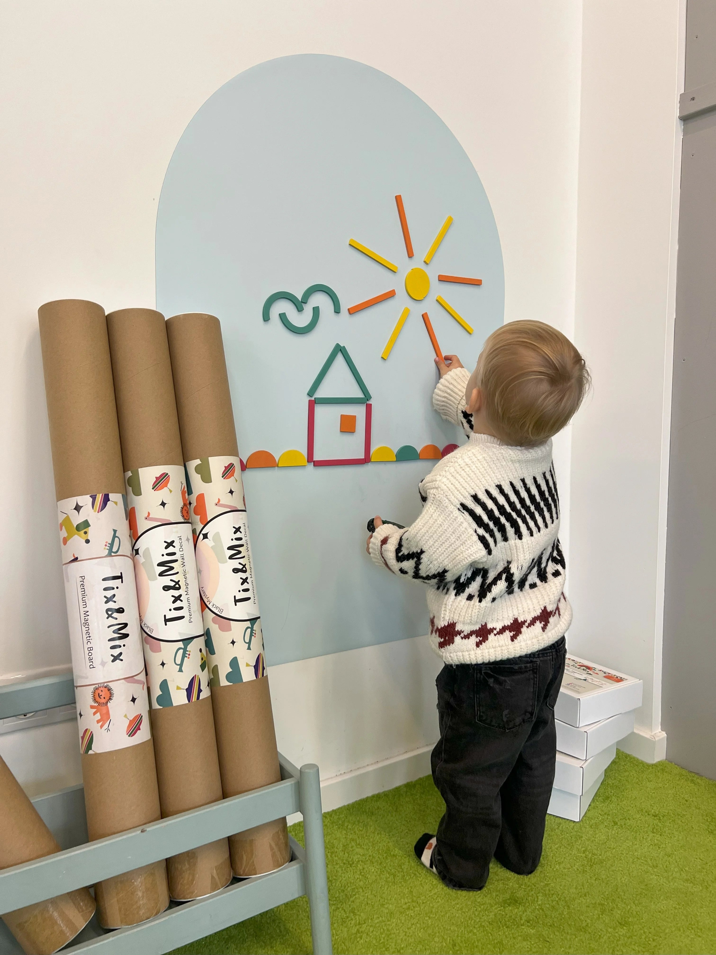 Tix&Mix - Magnetische Muursticker Blauw + 2 Krijtjes
