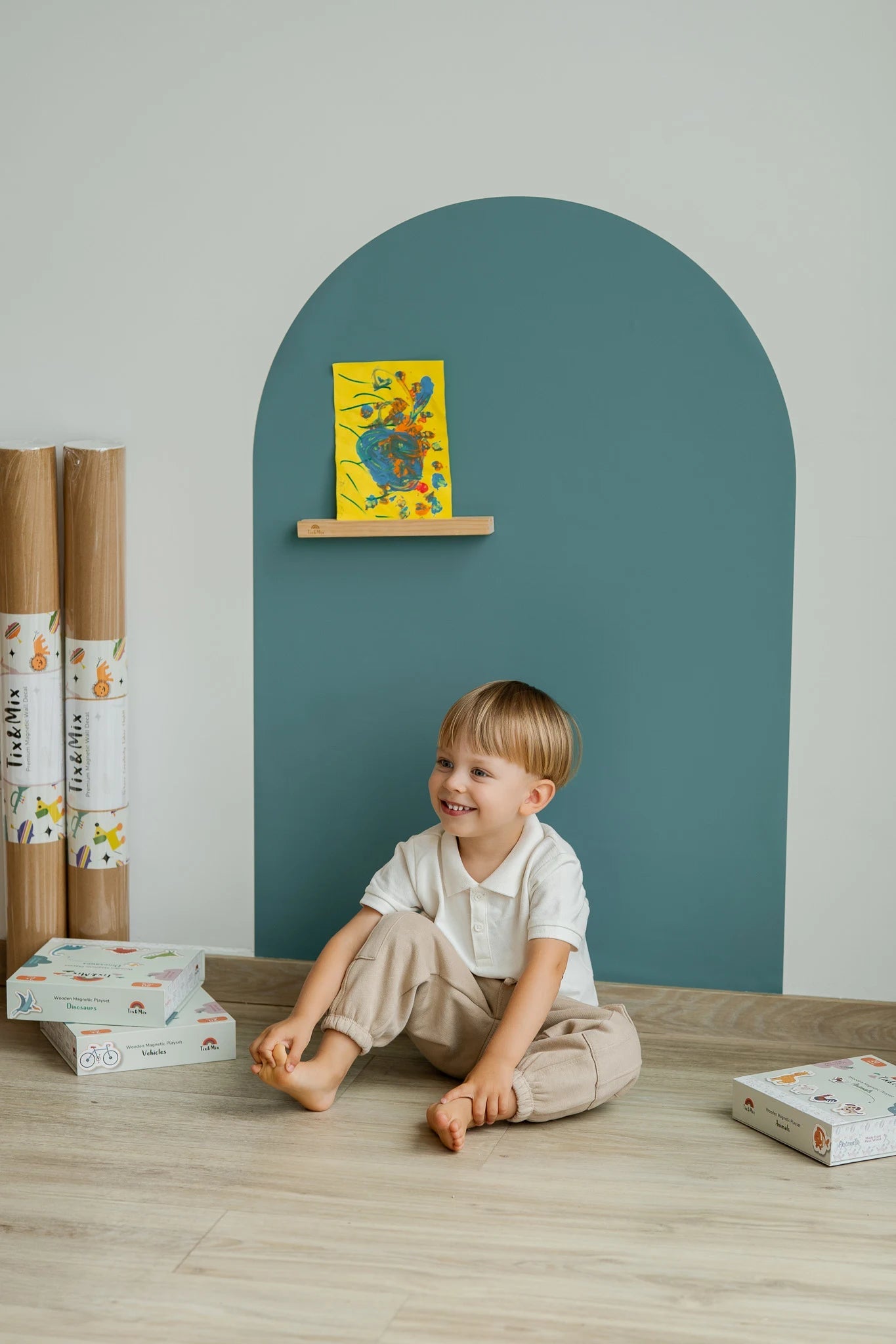 Tix&Mix - Magnetische Muursticker Petrol 70x100cm + 2 Krijtjes