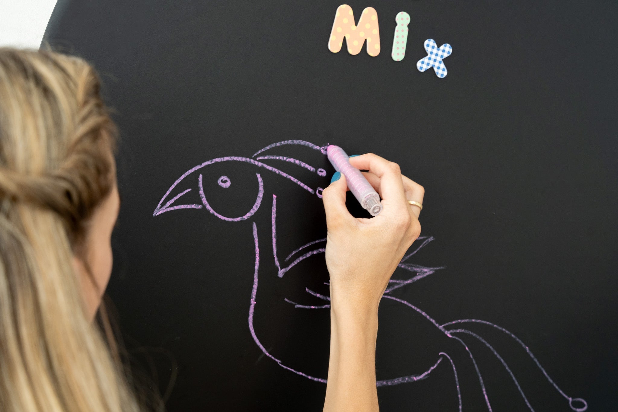 Tix&Mix - Magnetische Muursticker Zwart + 2 Krijtjes