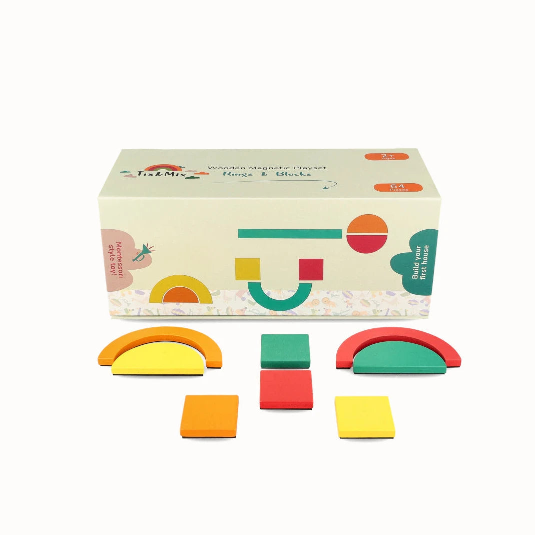 Tix&Mix - Magnetische Speelset Ringen en Blokken 64 Stuks