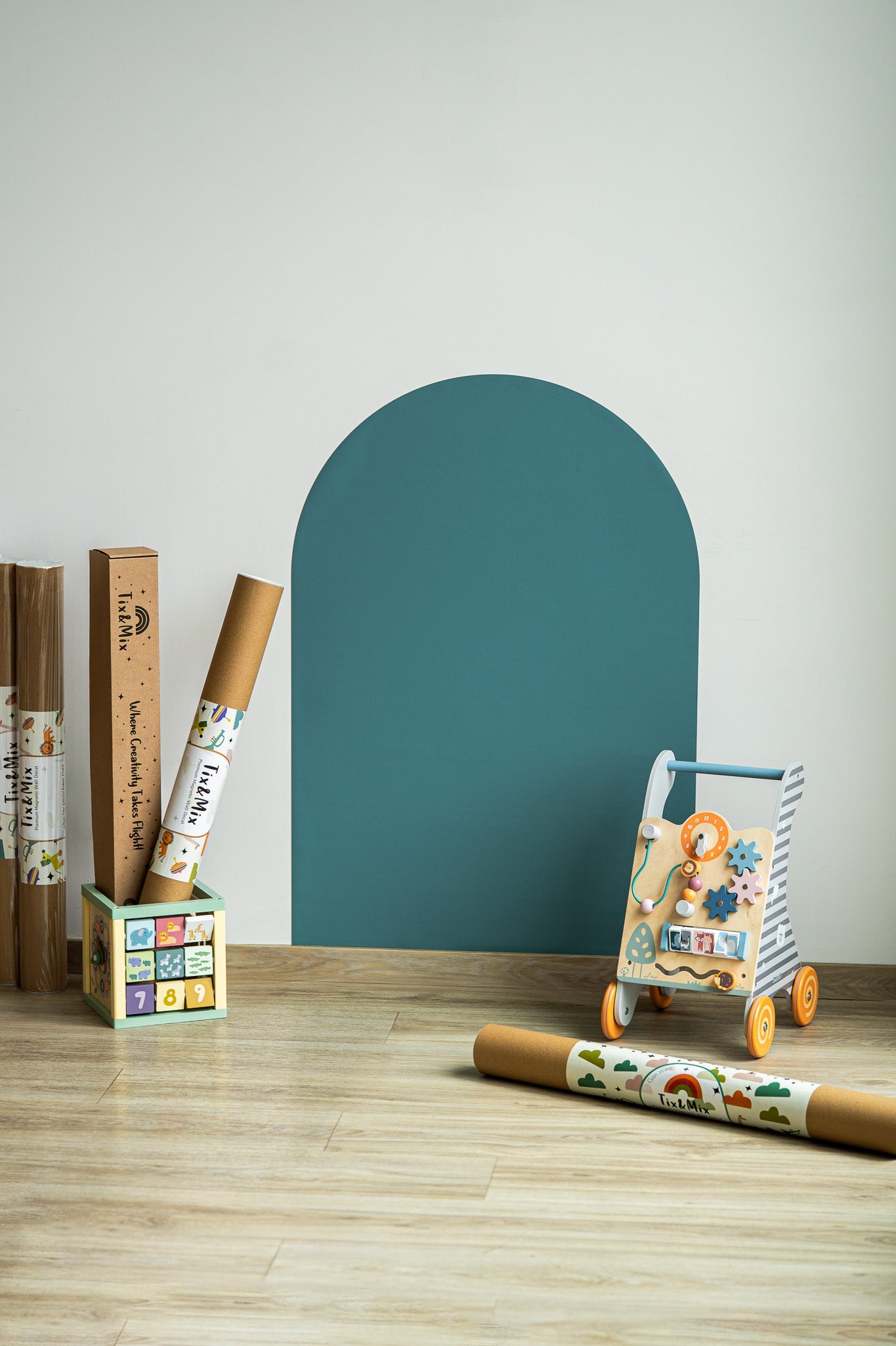 Tix&Mix - Magnetische Muursticker Petrol 70x100cm + 2 Krijtjes