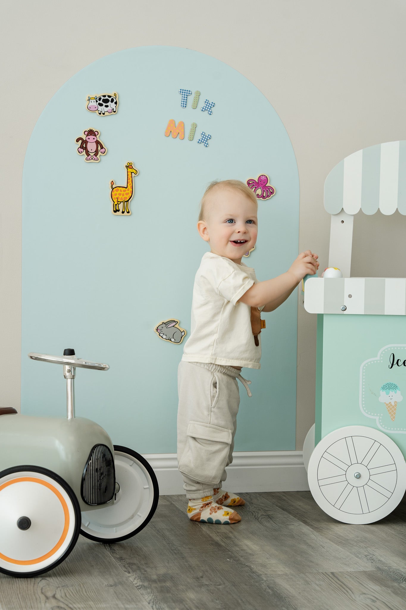 Tix&Mix - Magnetische Muursticker Blauw + 2 Krijtjes