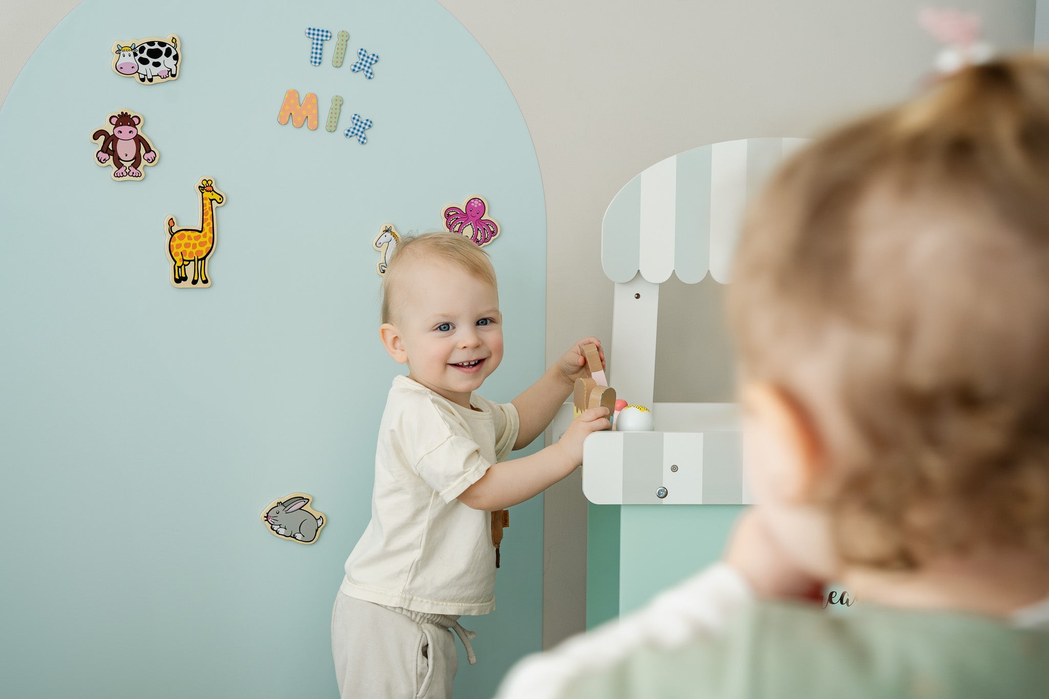 Tix&Mix - Magnetische Muursticker Blauw + 2 Krijtjes
