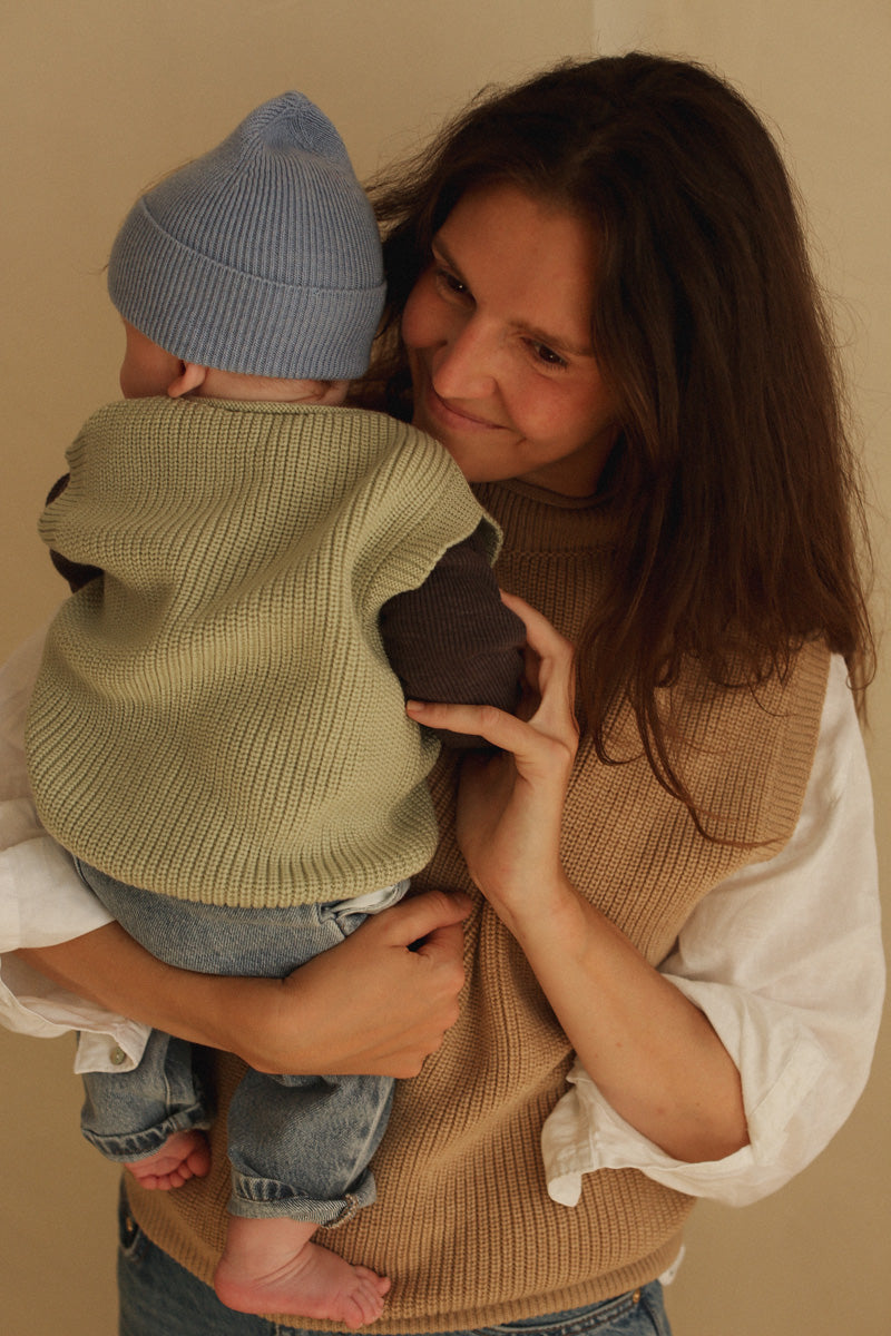 Hvid - Wollen babygilet Harvey Mint