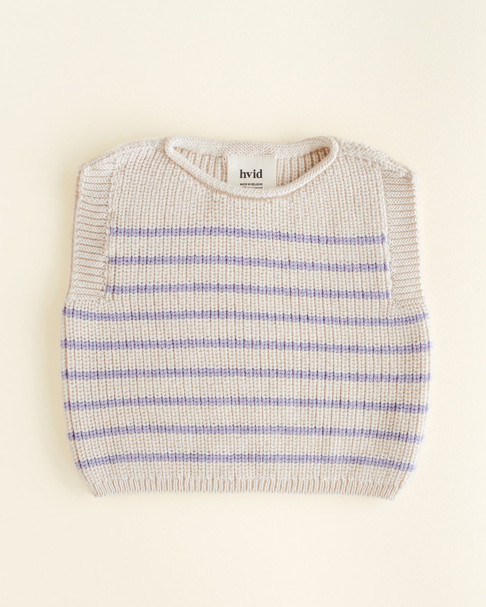 Hvid - Vest Harvey Cream/Lilac - 100% merinowol