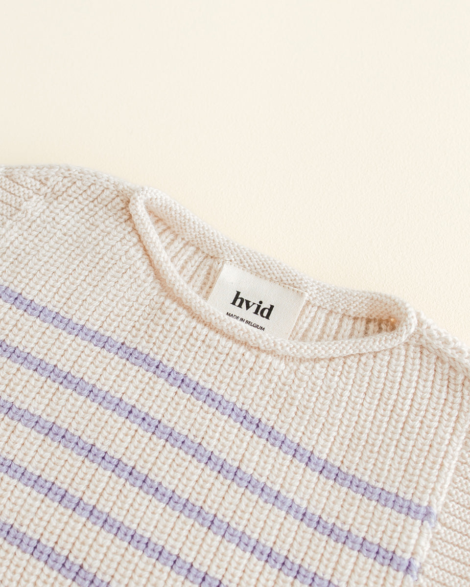 Hvid - Vest Harvey Cream/Lilac - 100% merinowol