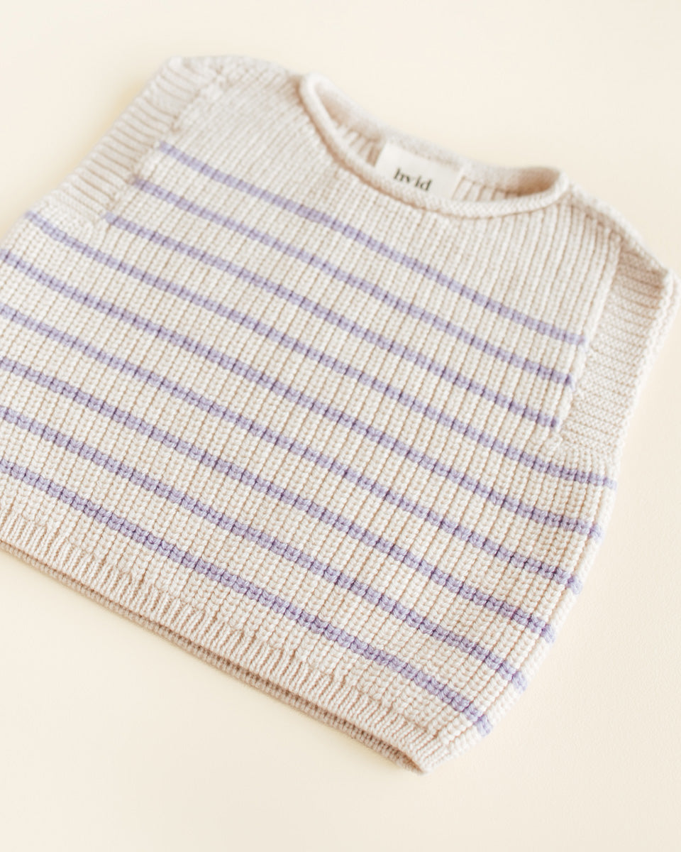 Hvid - Vest Harvey Cream/Lilac - 100% merinowol