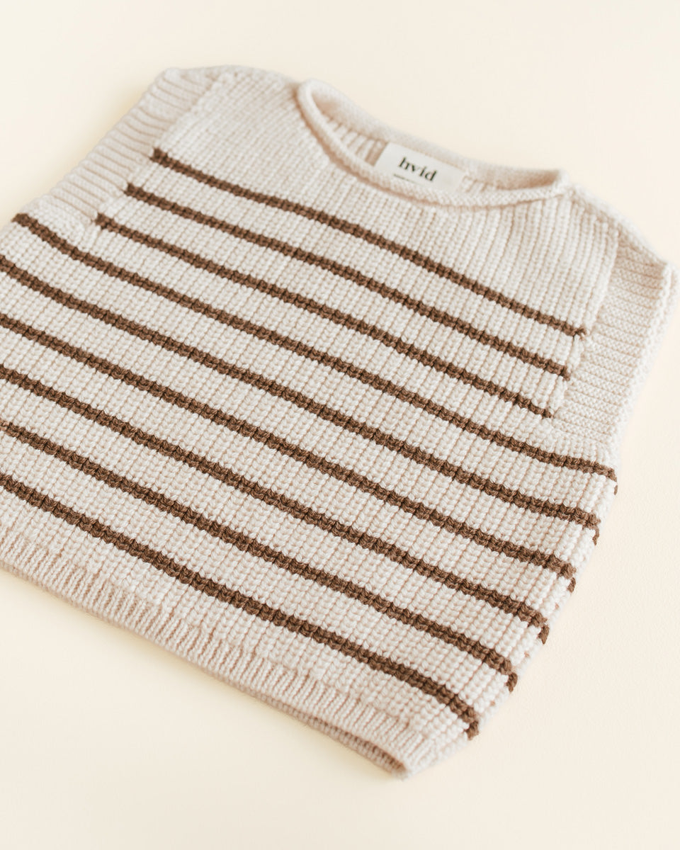 Hvid - Vest Harvey Cream/Mocha - 100% merinowol