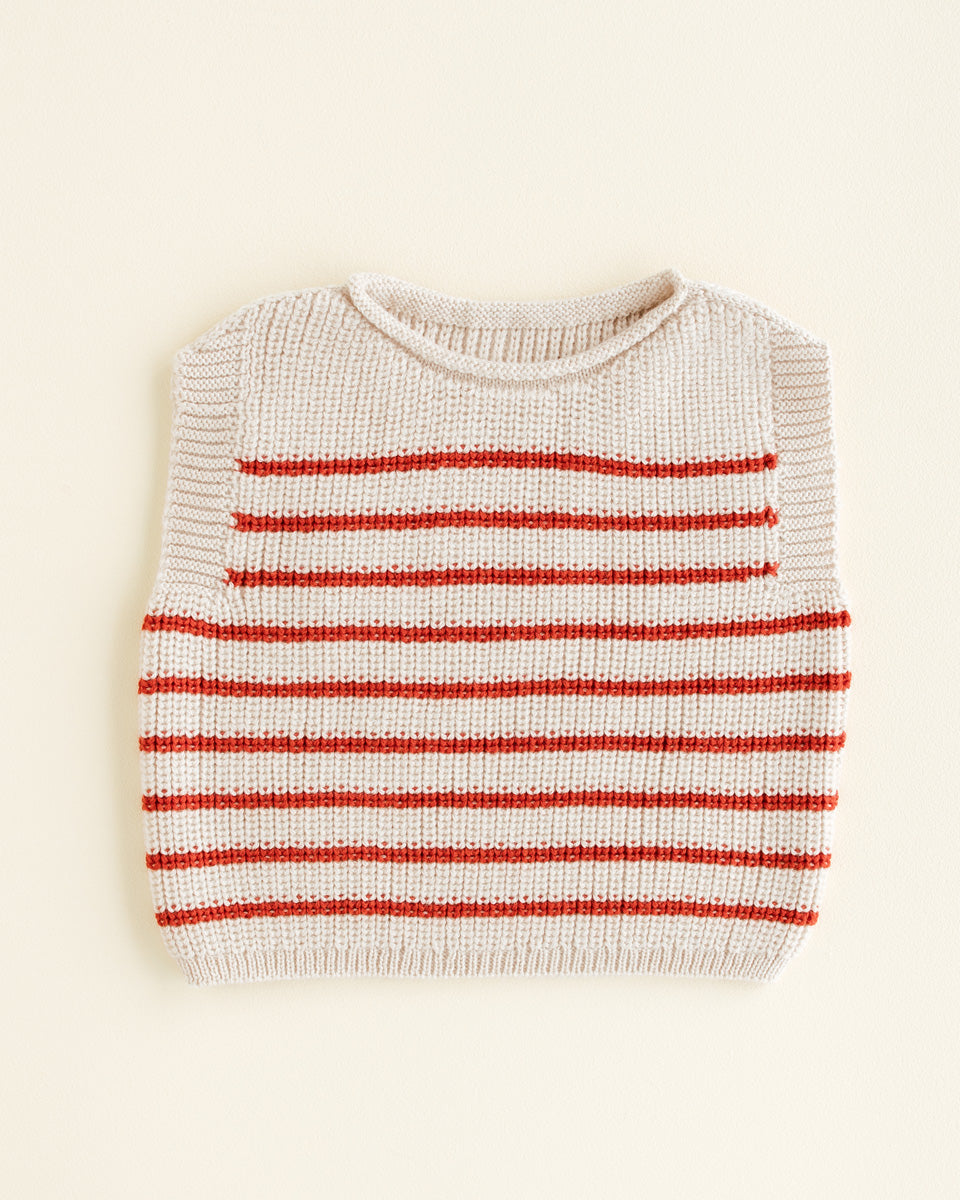 Hvid - Vest Harvey Cream/Red - 100% merinowol