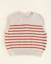 Hvid - Vest Harvey Cream/Red - 100% merinowol