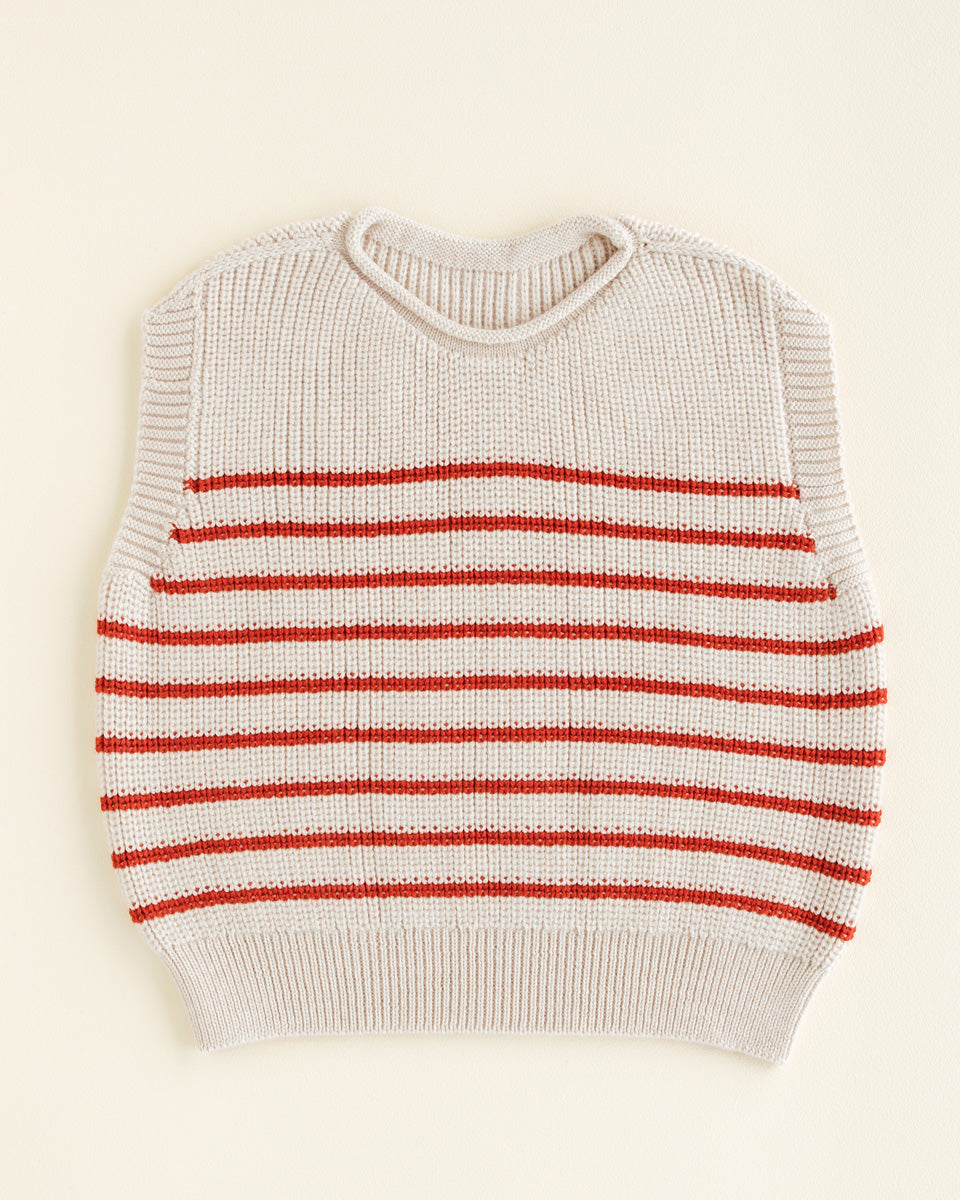 Hvid - Vest Harvey Cream/Red - 100% merinowol