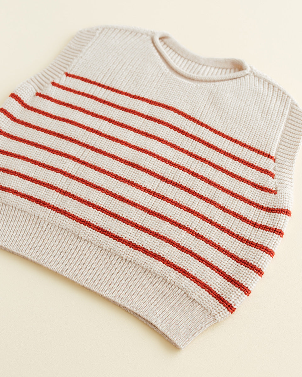 Hvid - Vest Harvey Cream/Red - 100% merinowol