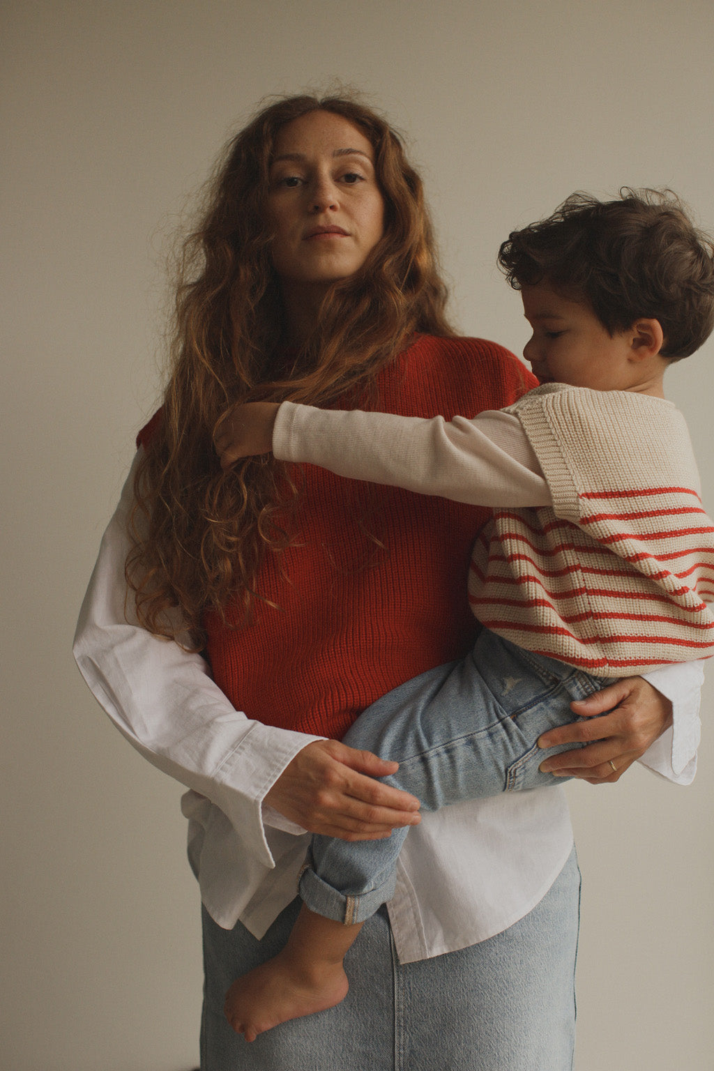 Hvid - Vest Harvey Cream/Red - 100% merinowol