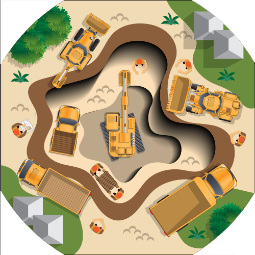 Tuff Tray - Groot Vilten Mat Bouwplaats (88×88 cm)