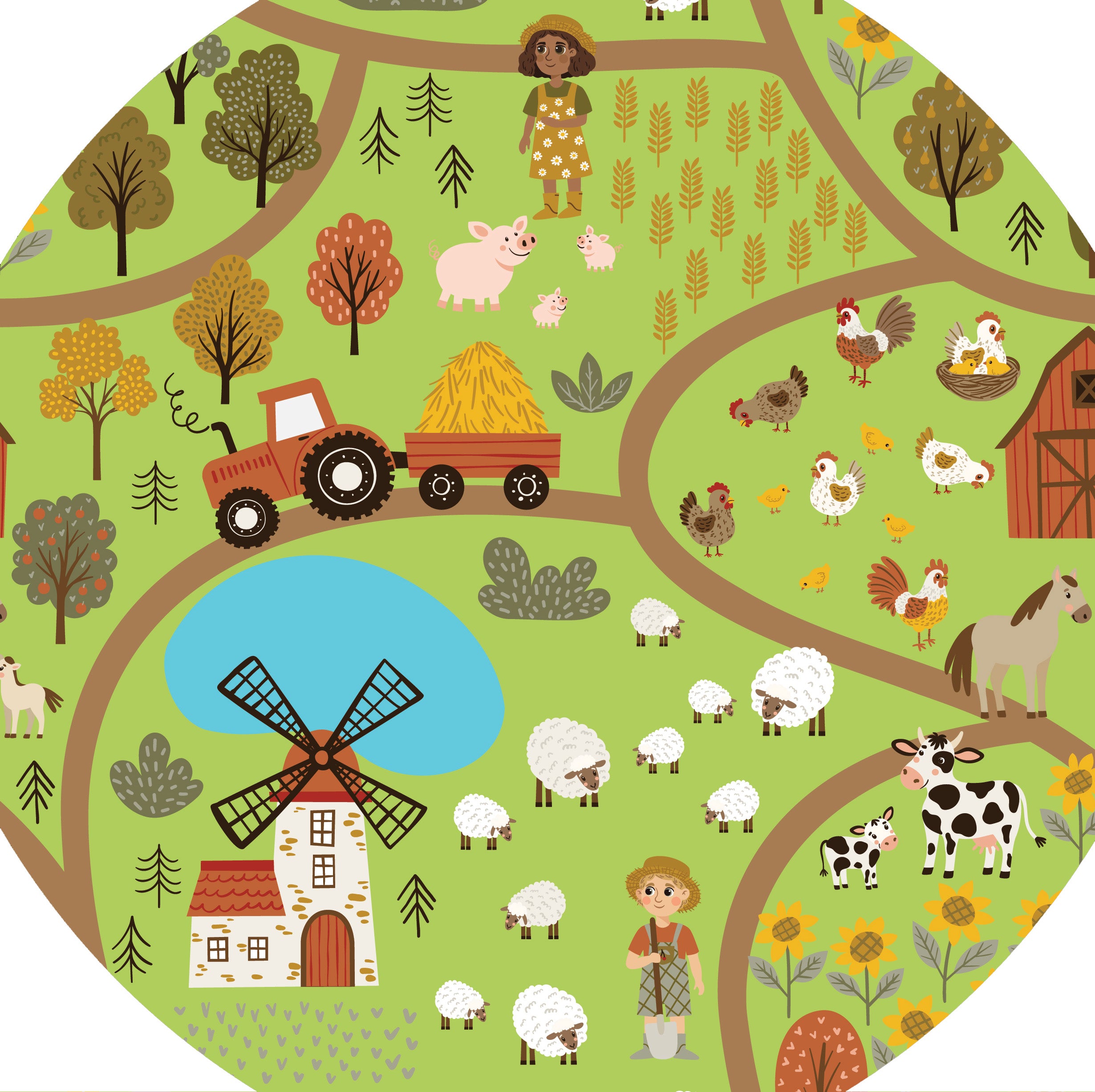 Tuff Tray - Junior Vinyl Mat Peuter Boerderij (60×60 cm)