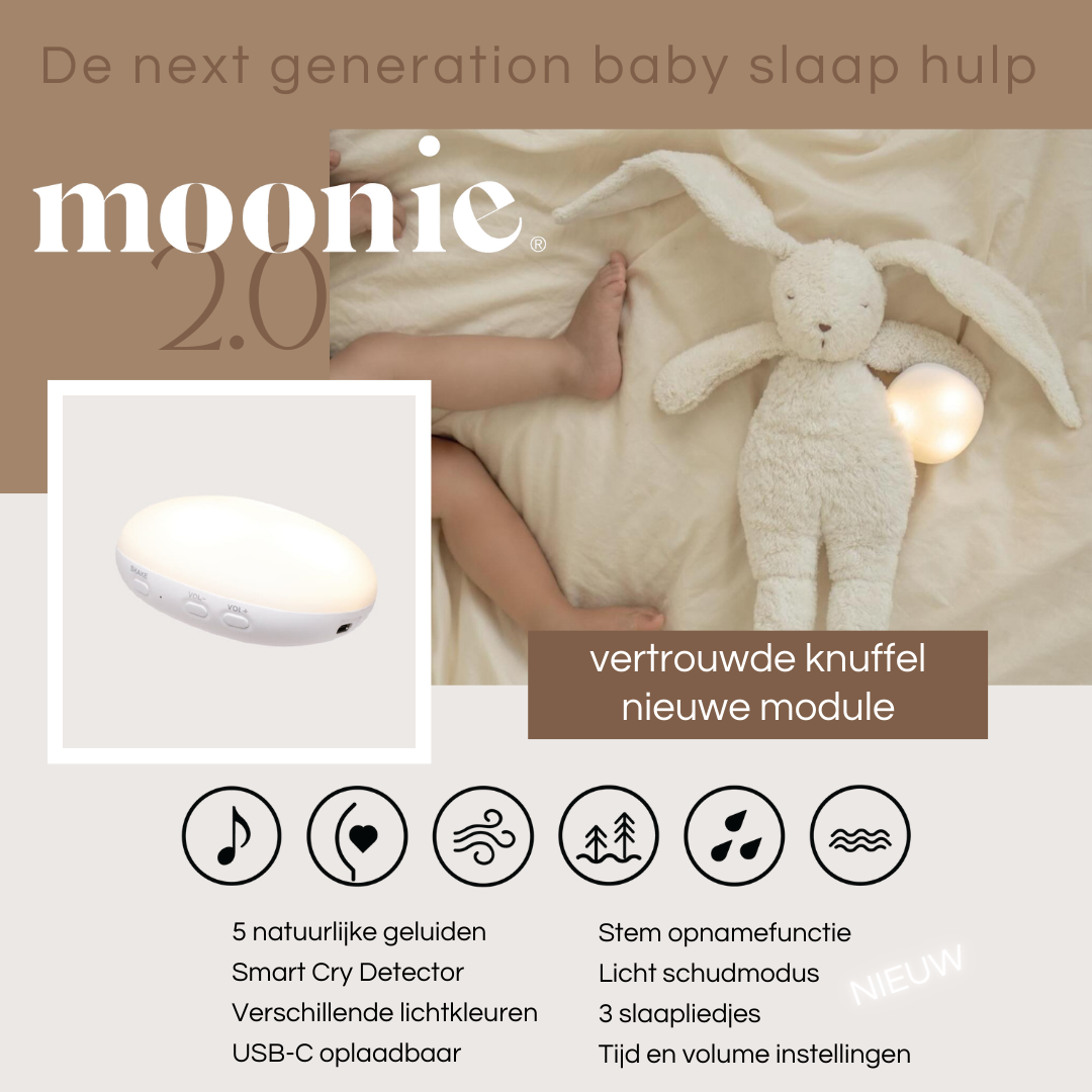 Moonie - Slaapknuffel The Humming Bear - Cappuccino Natur White Noise 2.0