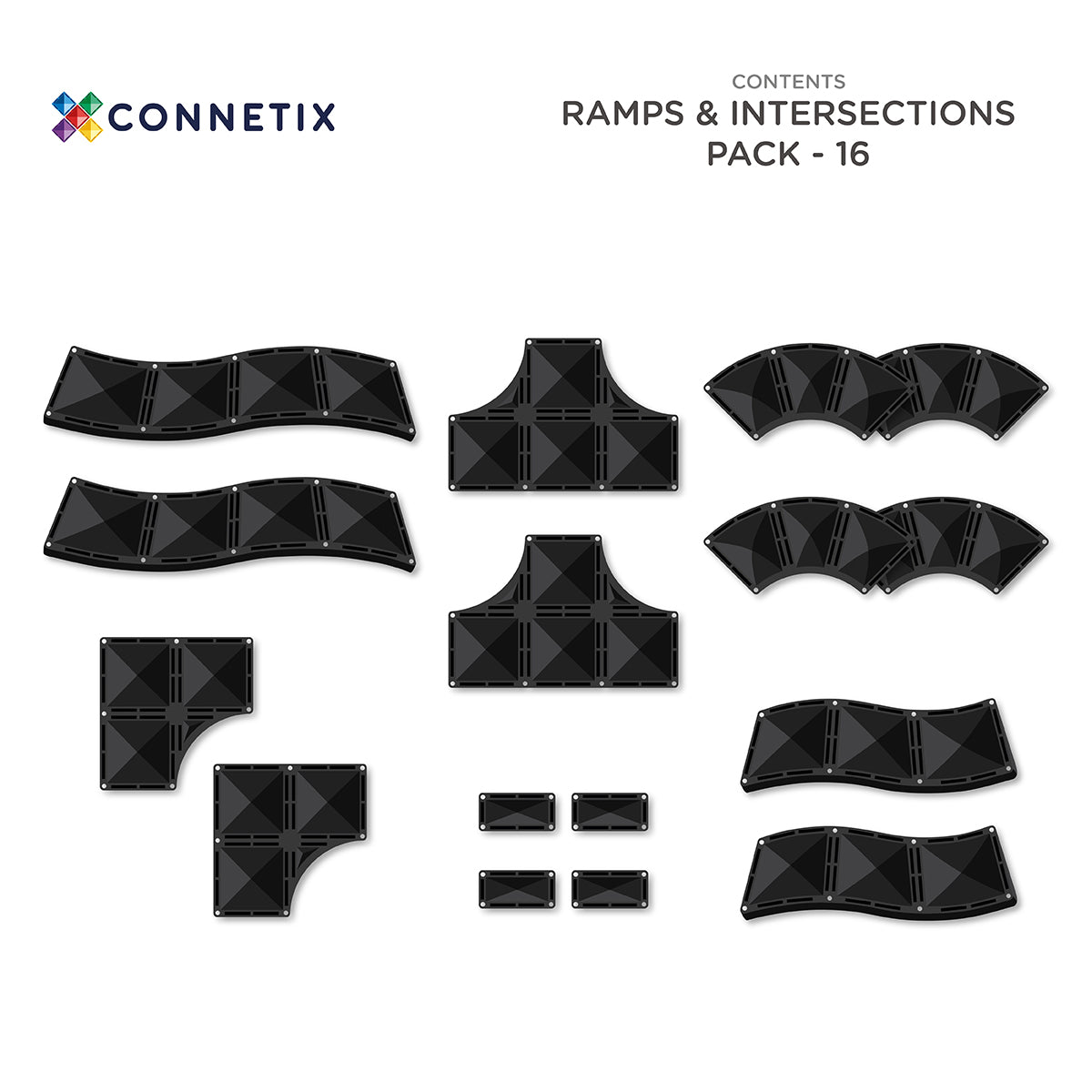 CONNETIX - Ramps & Intersections Pack 16 stuks - magnetisch constructiespeelgoed