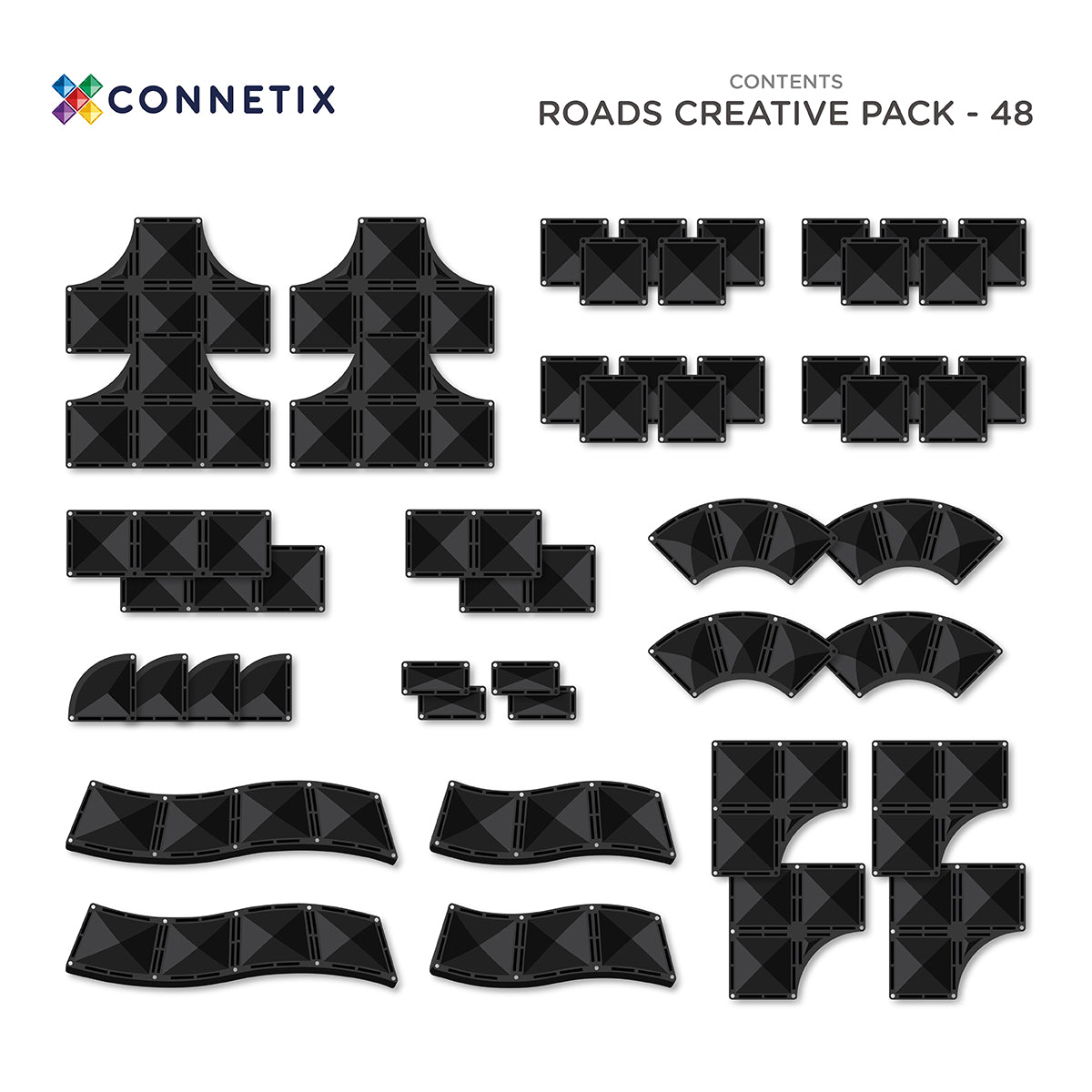 Connetix - Creative Roads Pack 48 stuks - magnetisch constructiespeelgoed