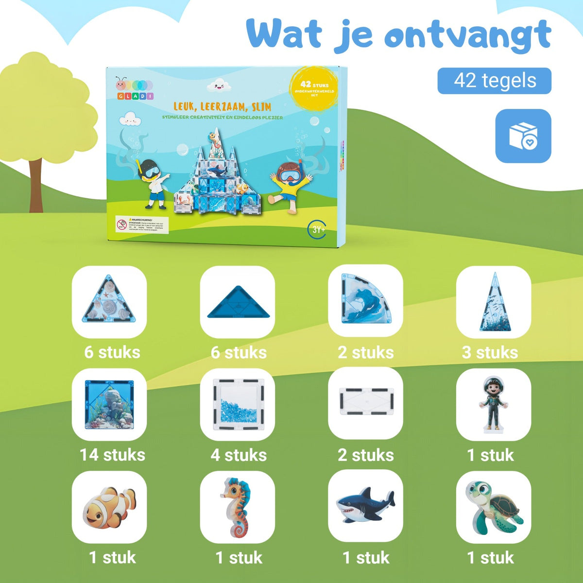 Gladi Tiles Onderwaterwereld 42 stuks