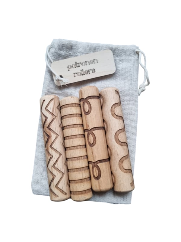 Kiddi - Houten rollers met patronen (set van 4)