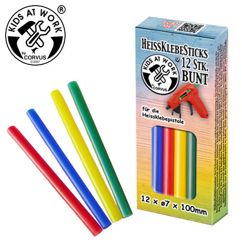 Kids At Work - Lijmsticks in 4 kleuren 7mm 12 Stk.