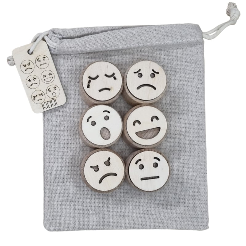 Kiddi - Stempelset Emoties - 6 stempels met gezichtsuitdrukkingen