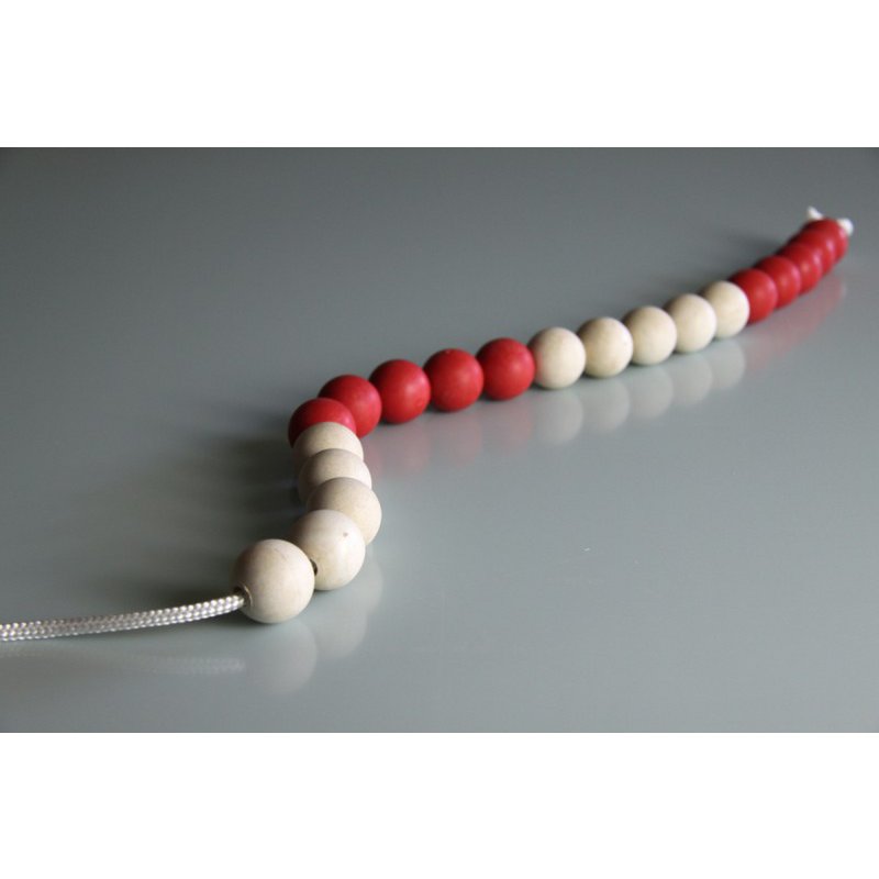 Wissner - Rekenketting - 20 kralen - wit en rood (1 meter lang)