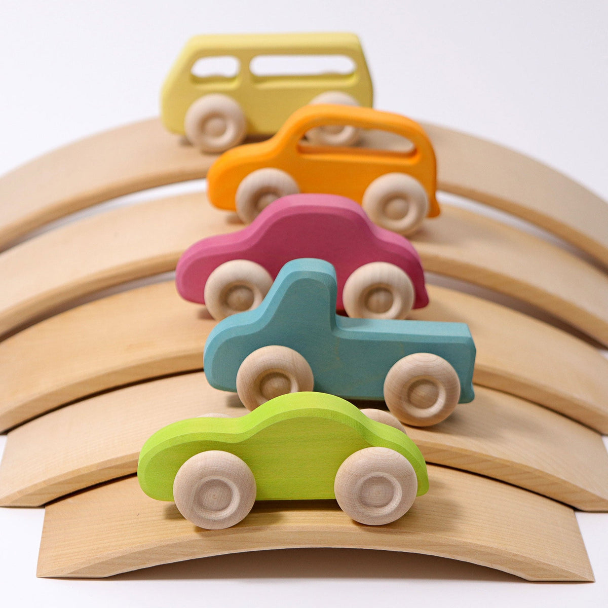 Grimm's - Houten Auto's Slimline – 5 stuks