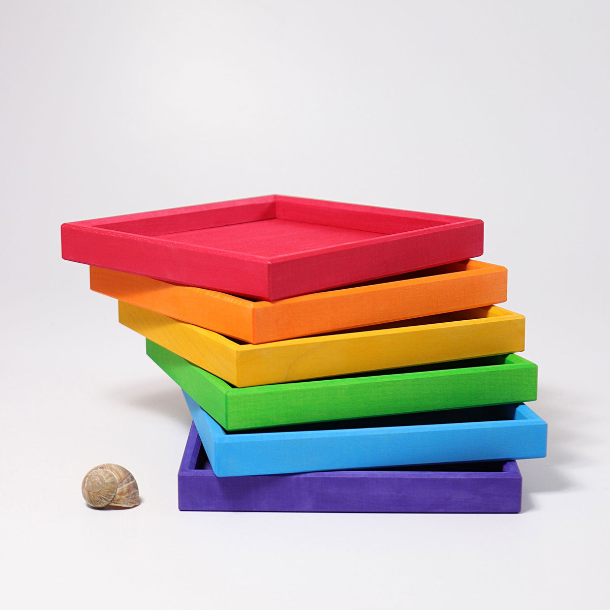 Grimm's - Regenboog Houten Bakjesset - 6 Gekleurde Kistjes