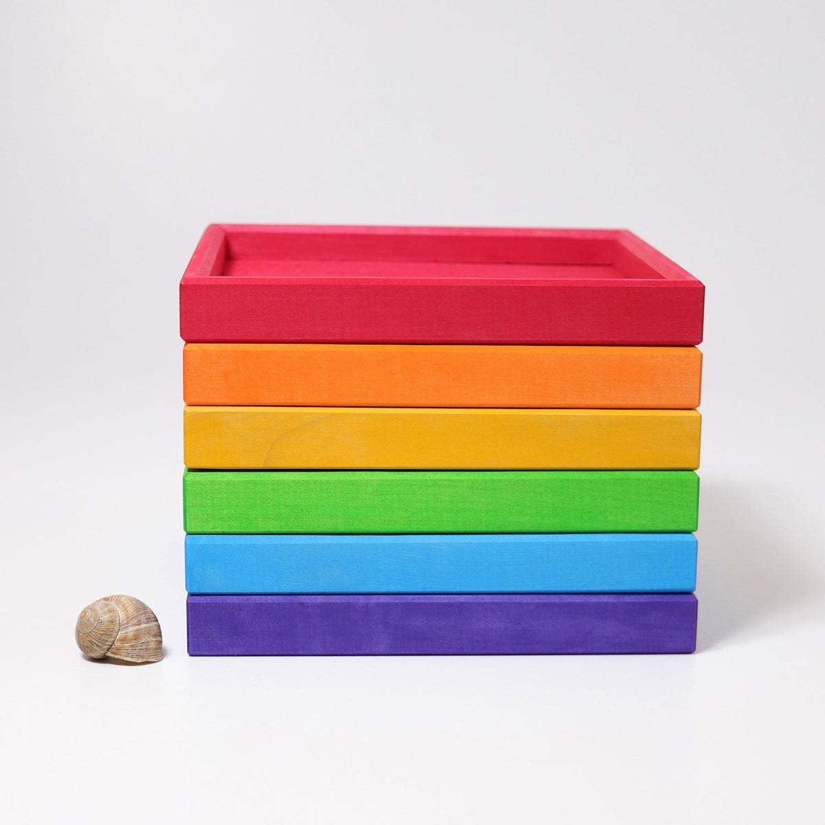 Grimm's - Regenboog Houten Bakjesset - 6 Gekleurde Kistjes