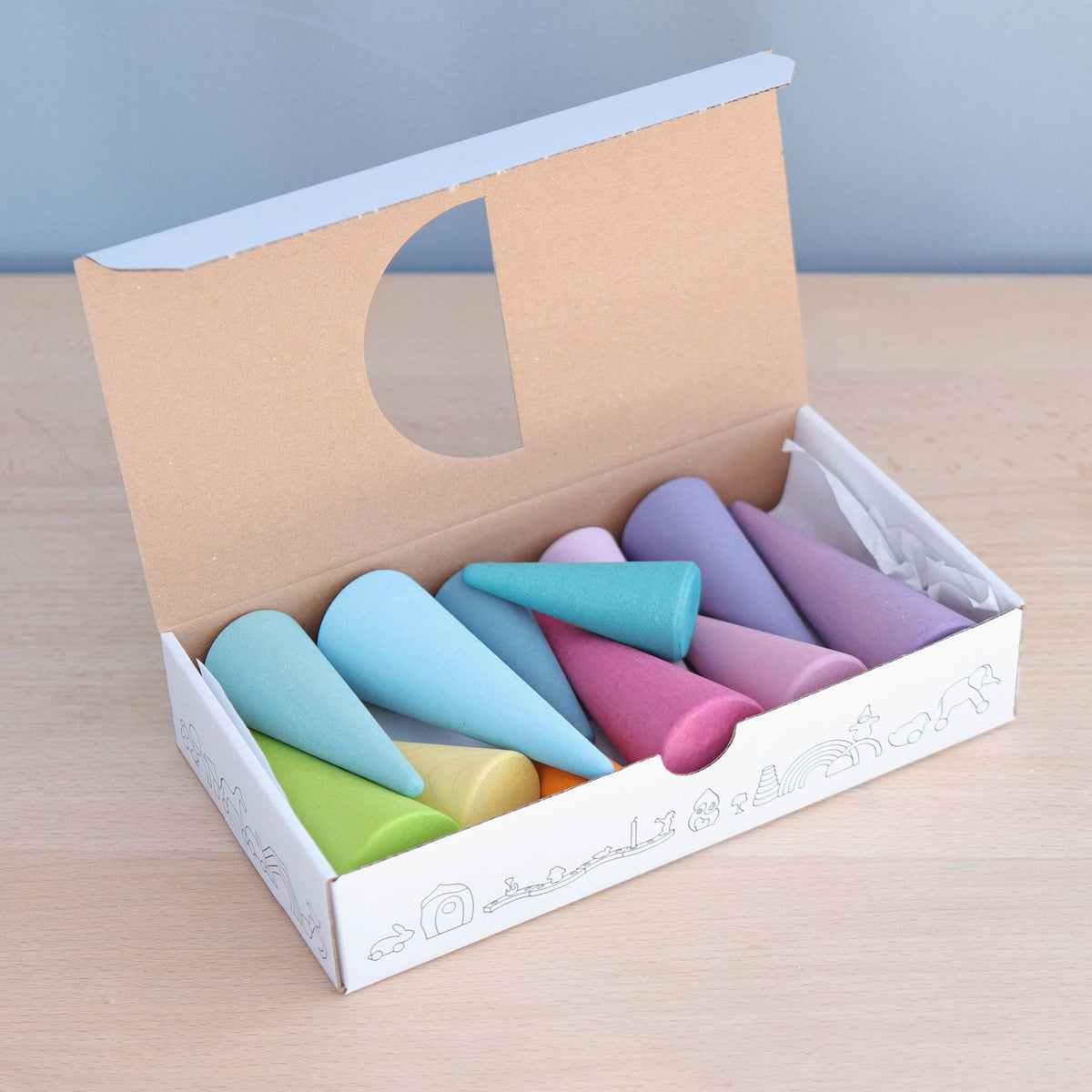 Grimm's - Pastel Regenboogbos – 12 esdoornhouten boomtoppen