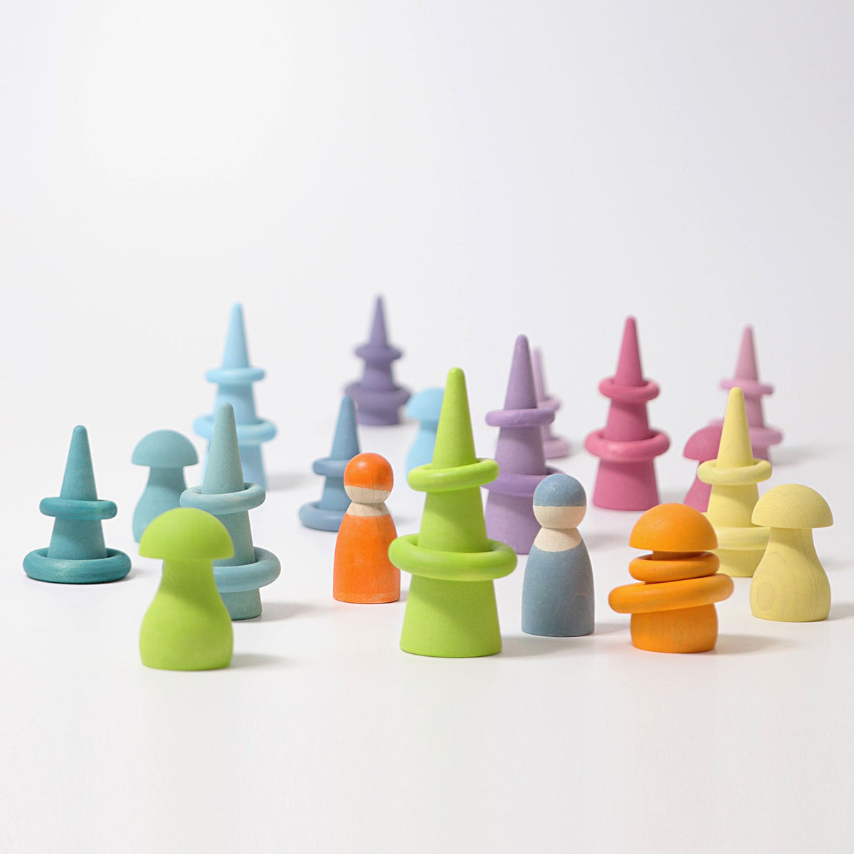 Grimm's - Pastel Regenboogbos – 12 esdoornhouten boomtoppen
