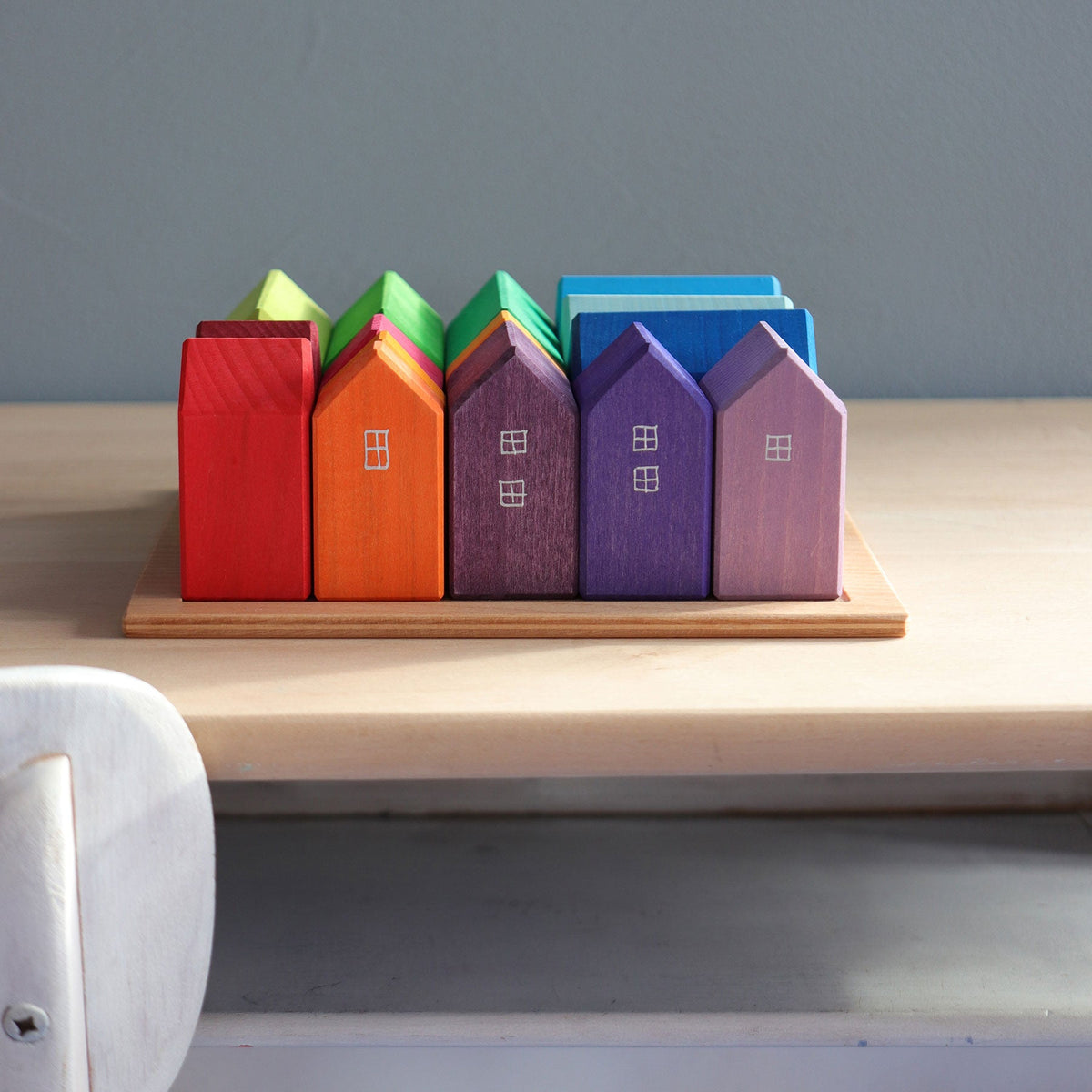 Grimm's - Huisjes 15-delig op houten frame