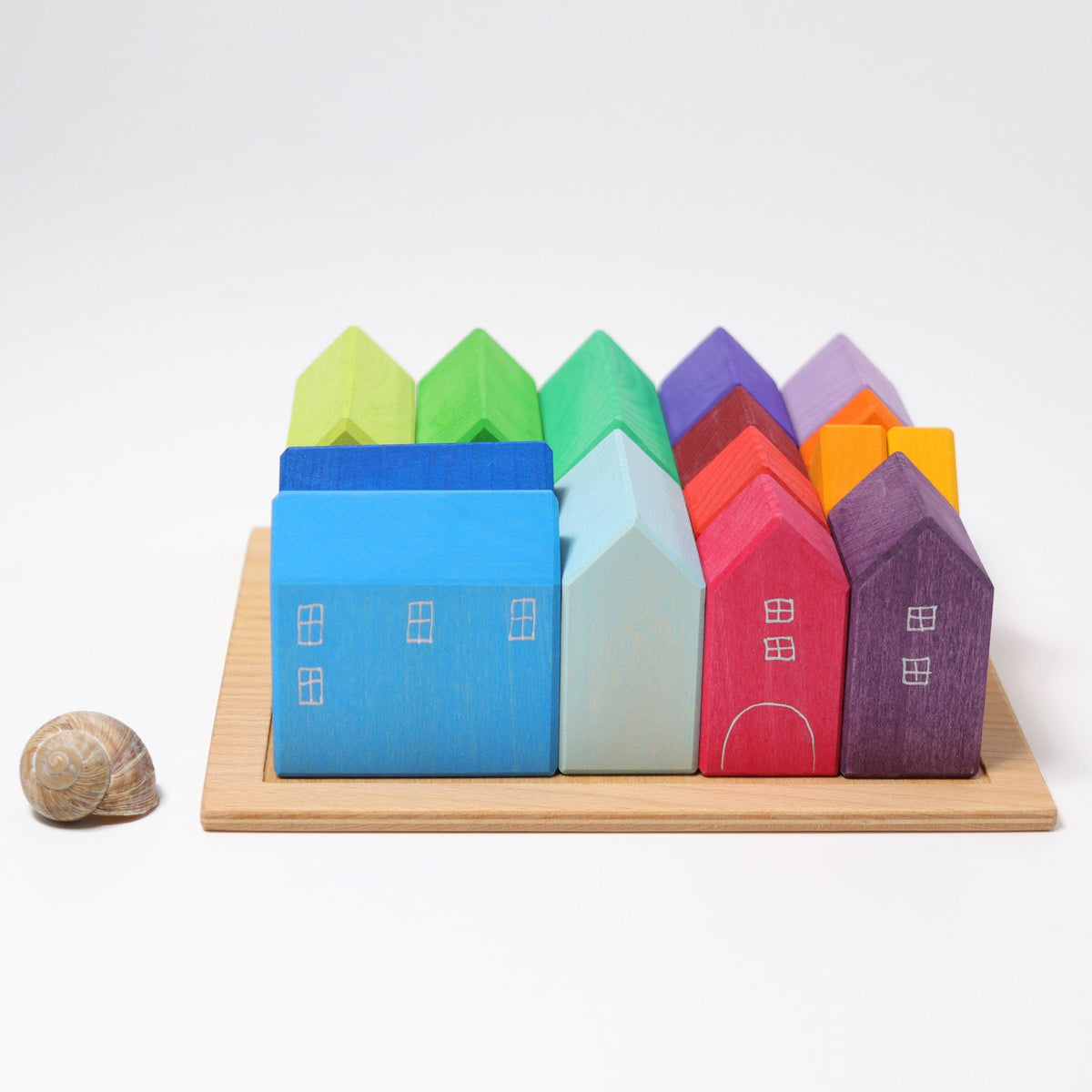 Grimm's - Huisjes 15-delig op houten frame