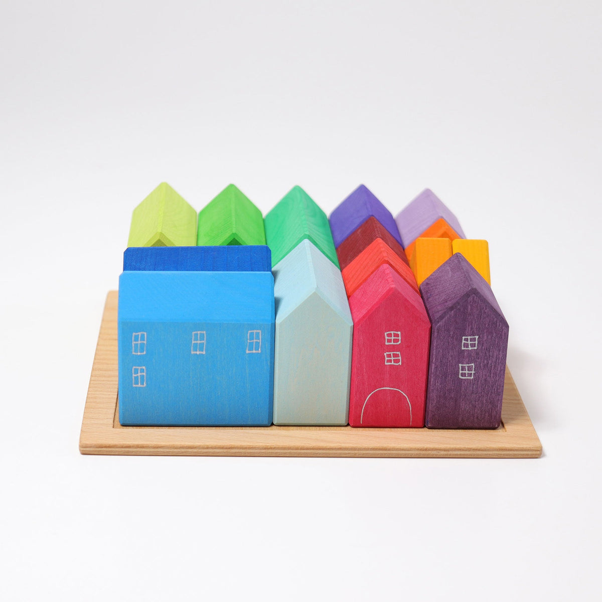 Grimm's - Huisjes 15-delig op houten frame