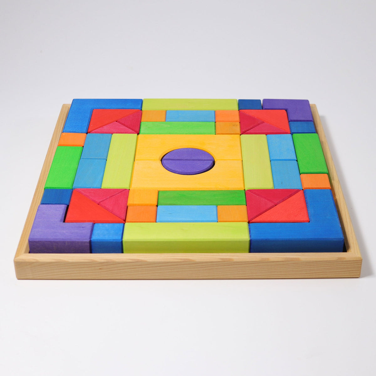 Grimm's - Bouwset 2 – 46 natuurkleurige blokken in houten frame