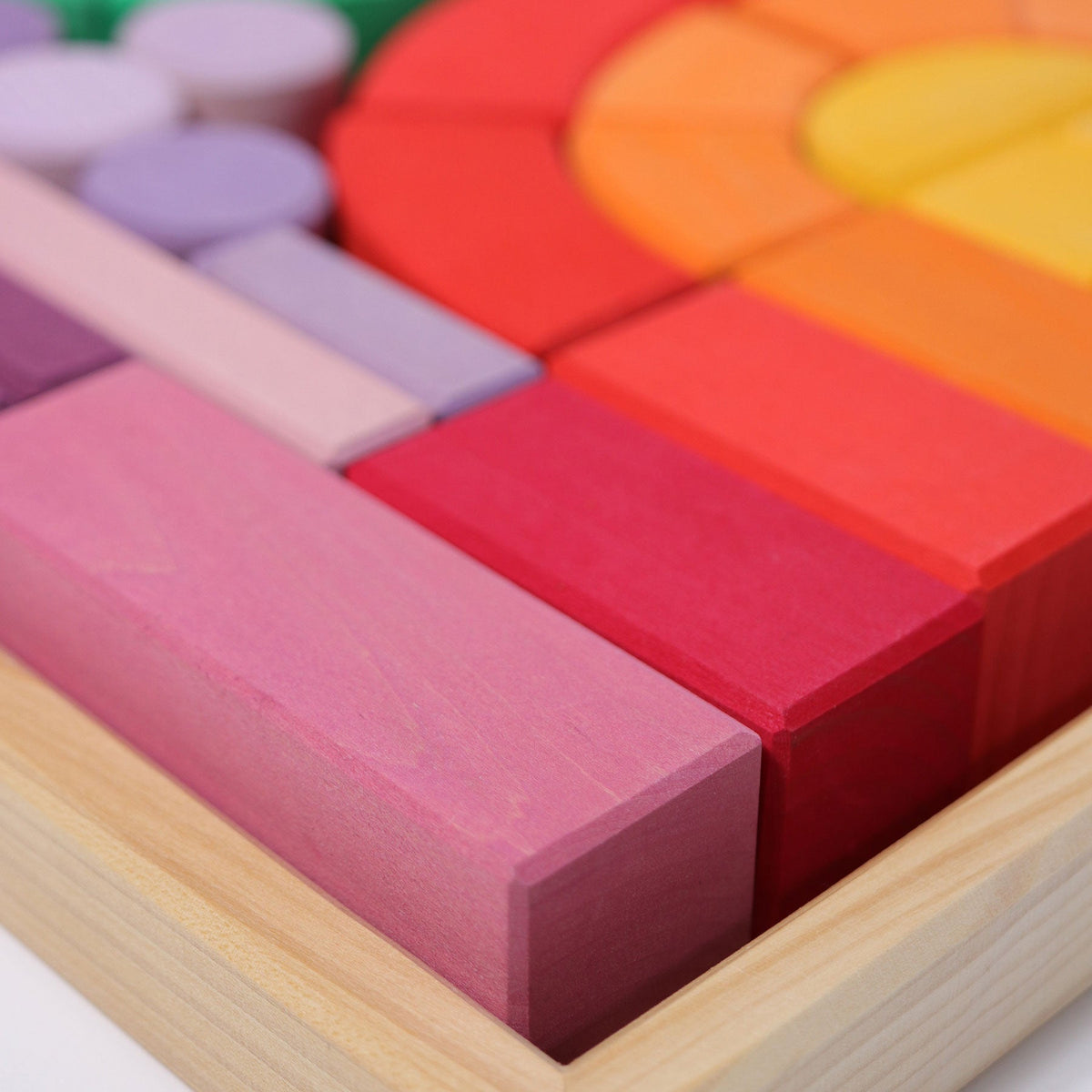Grimm's - Romaanse Bouwset – 62 houten blokken in geometrische vormen