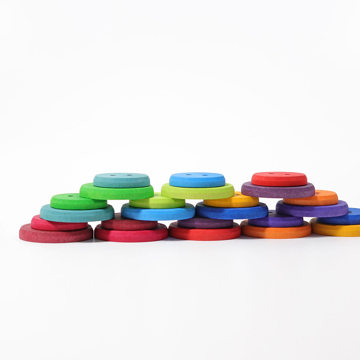 Grimm's - Houten rijgknopenset regenboog - 24 stuks