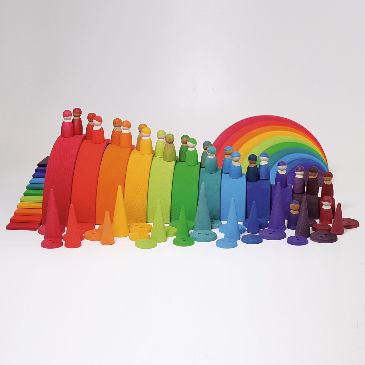 Grimm's - Houten rijgknopenset regenboog - 24 stuks
