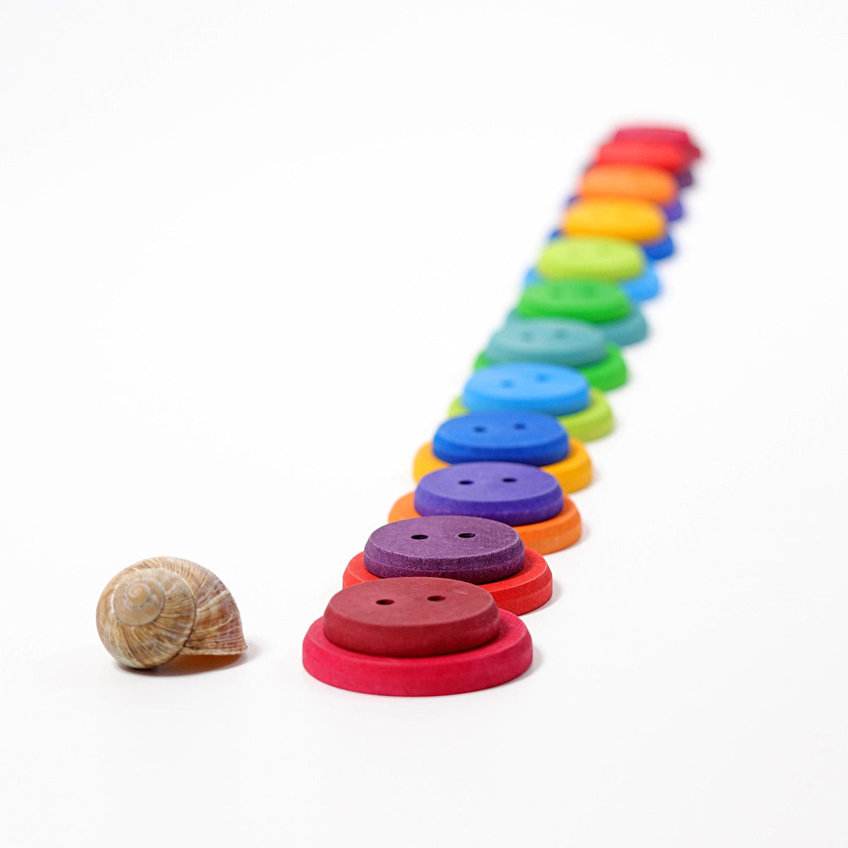 Grimm's - Houten rijgknopenset regenboog - 24 stuks