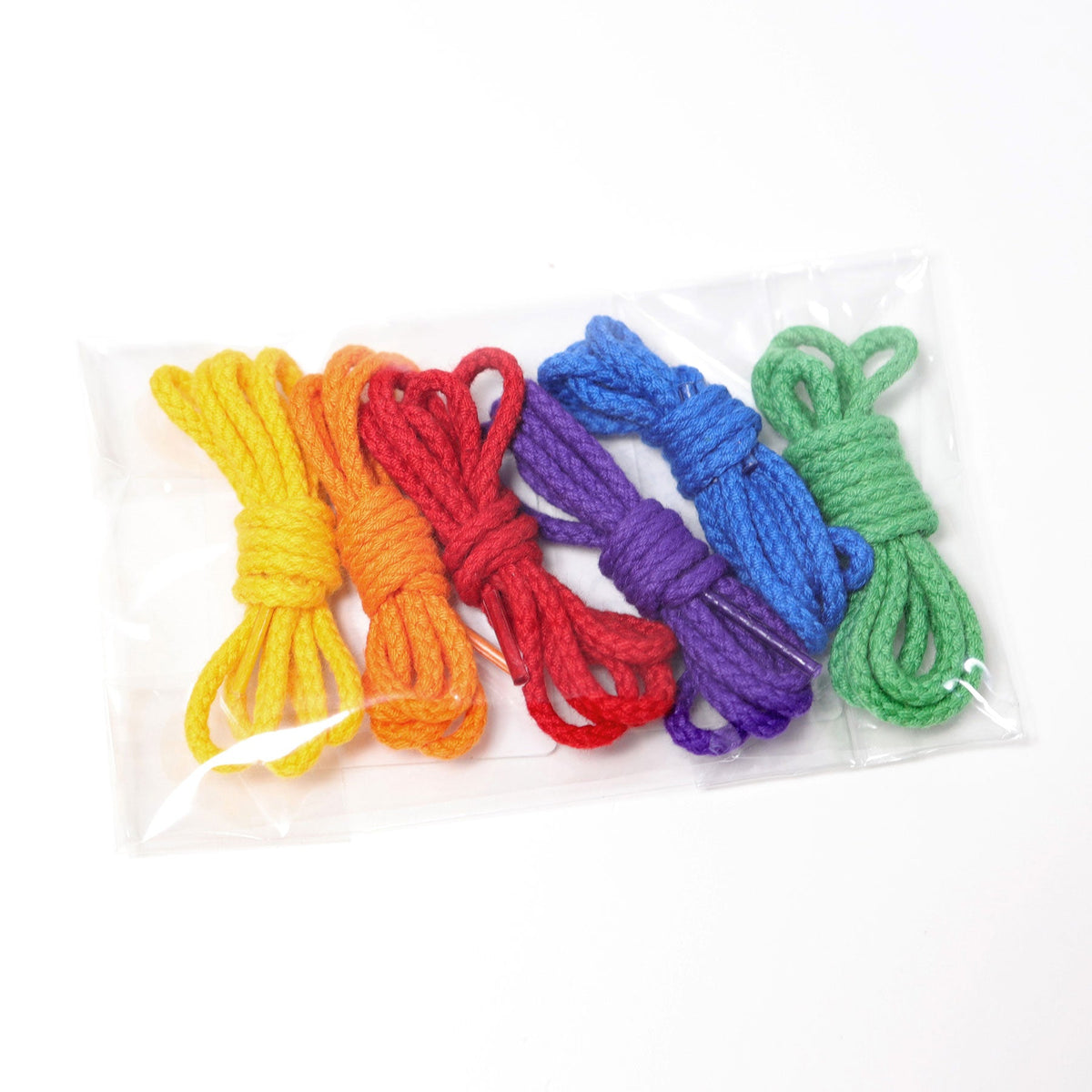 Grimm's - Regenboog rijgkoorden katoen 80 cm - 6 stuks