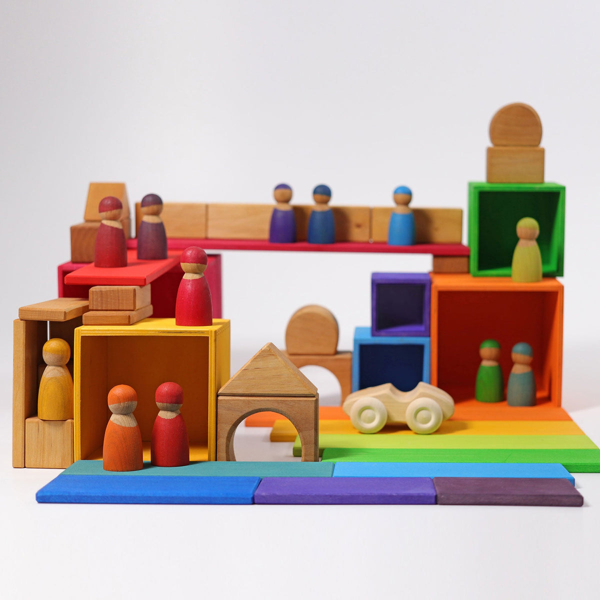 Grimm's - Grote Regenboog Kistensorteer Set - 6 Nestbare Dozen