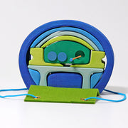 Grimm's - Blauw-groen mobiel poppenhuis to-go